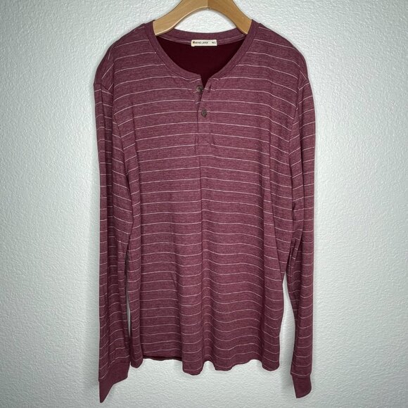 Marine Layer Mens M/L Double Knit Henley Long Sleeve Striped Pullover Shirt - Picture 2 of 8